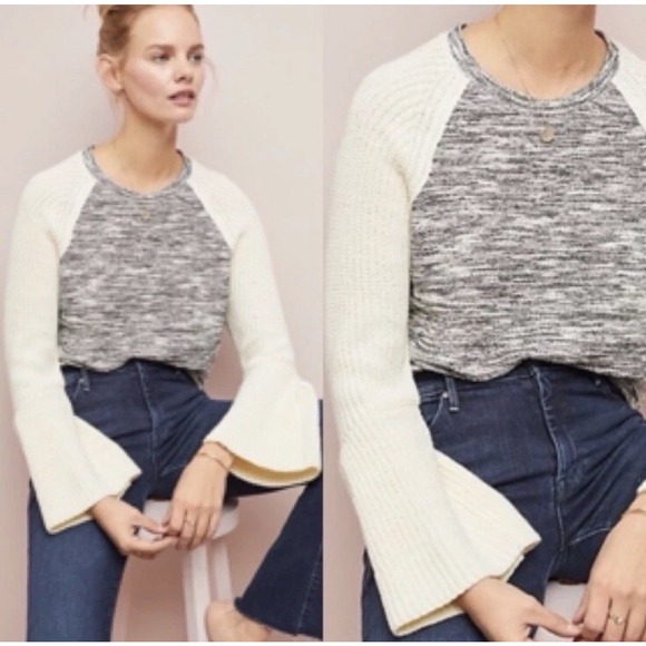 Anthropologie DOLAN Raglan Bell Sleeve Sweater SMALL Knit Pullover USA MADE - Picture 11 of 13